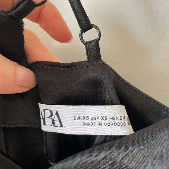 Zara Fringed Slip Mini Dress Black Size XS - Picture 9 of 11